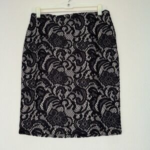 Ann Taylor Petite Black Lace Skirt Size 6P